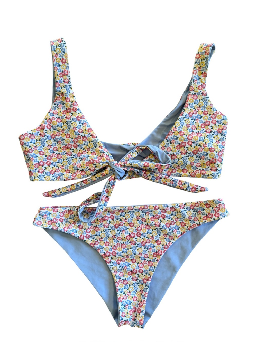 Hollister tie-front bikini set medium floral reversible